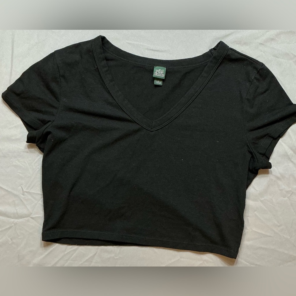 Wild Fable Black Fitted Crop T-Shirt